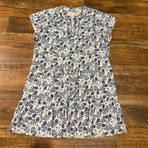 SALONI Navy and White Botanical Print Dress